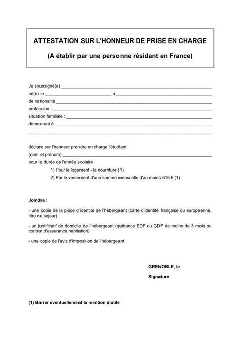 Pdf Attestation Sur Lhonneur De Prise En · 2013 07 11
