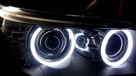 BMW E LCI Facelift Xenon Headlight Retrofitted With Bicolor Opal SMD LED Angel Eye YouTube