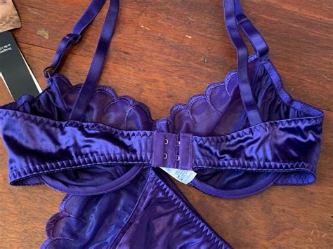 vintage olga rare purple semi sheer satin bra and hi cu… gem