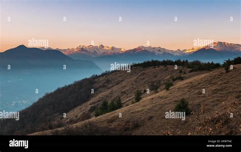 Colorful Sunlight On The Majestic Mountain Peaks And Ridges Of The