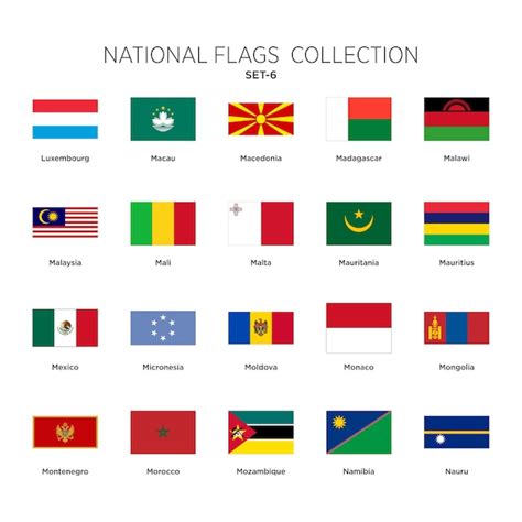 Premium Vector National Flags Collection Set