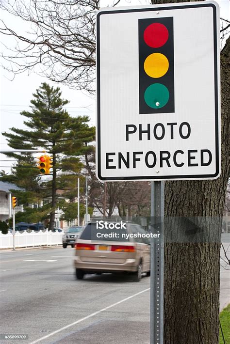 Red Light Photo Enforcement Camera Sign Stock Photo Download Image