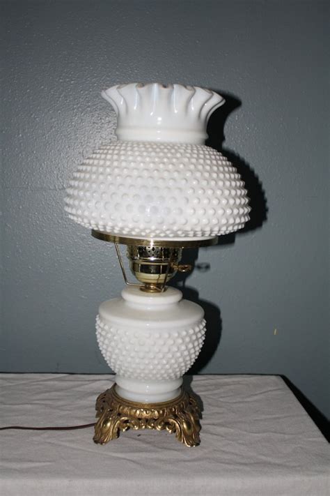 Vintage White Milk Glass Hobnail Lamp With By Nikkisfunfinds
