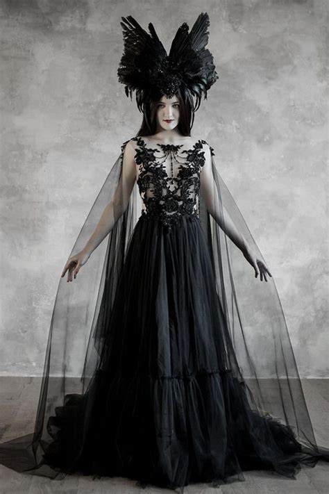 Dramatic Sheer Gothic Wedding Dress Haute Goth Bridal Gown Etsy