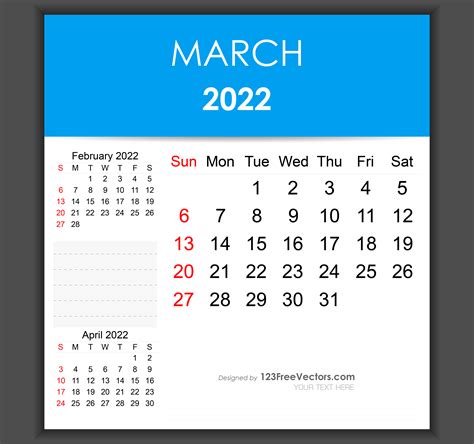 Free Editable March 2022 Calendar Template