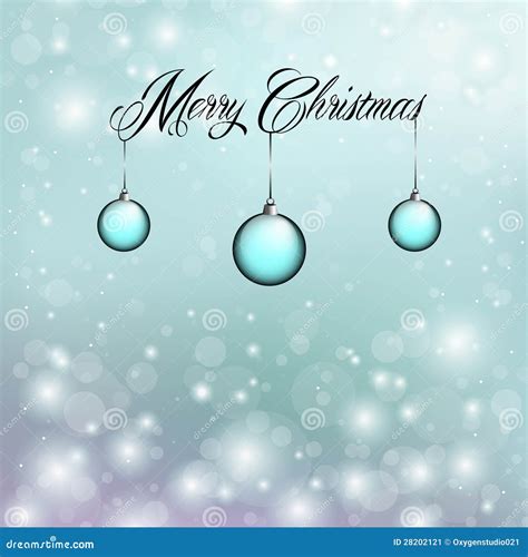 Merry Christmas With Blue Ornaments Stock Vector Illustration Of