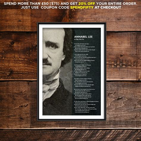 Edgar Allan Poe Poem Annabel Lee Poster Original Art Print Etsy
