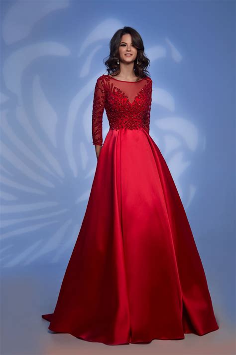 Красное платье с длинным рукавом Nora Naviano 10810 red — купить в ...