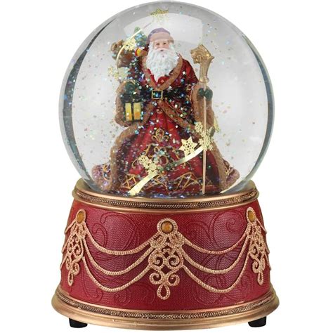 Fitzulas T Shop Roman Santa With Snowflakes Musical Snow Globe