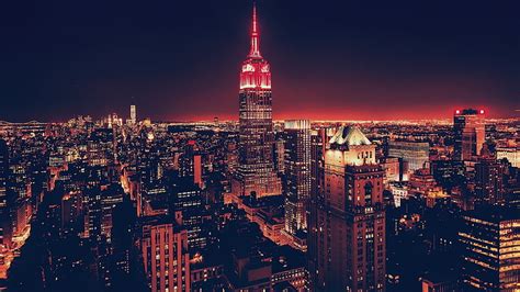 Hd Wallpaper Cityscape Sunset Empire State Building New York City