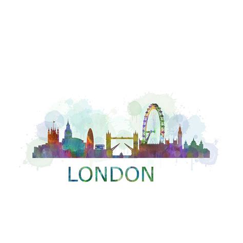 London Uk Skyline Hq Watercolor Digital Art By Hq Photo