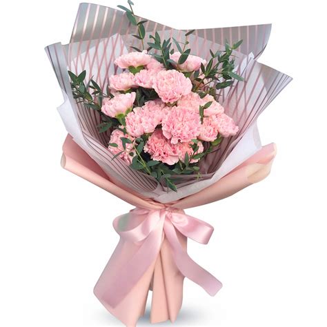 All Pink Fluffy Bouquet Of Carnations April Flora