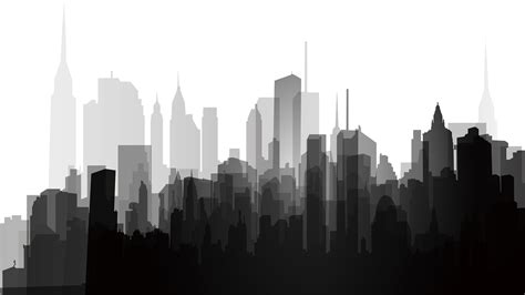 Download City Buildings Png Banner Black And White Download City