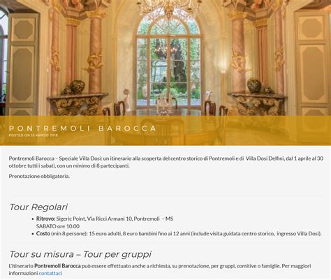 Pontremoli Barocca Speciale Villa Dosi Turismo Massa Carrara