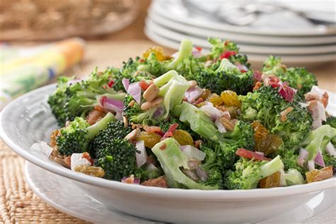 Tangy onions, rich sweet potatoes, crunchy walnuts, and sweet raisins come together in a remarkable blend of flavors and textures. Broccoli Raisin Salad | MrFood.com