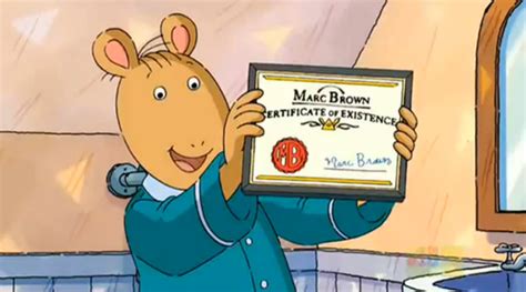 Arthur Marc Brown Certificate Of Existence Arthur Tv Show Kids