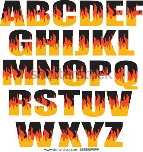 Fire Alphabet Font Vector Illustration Isolated Stock Vector Royalty