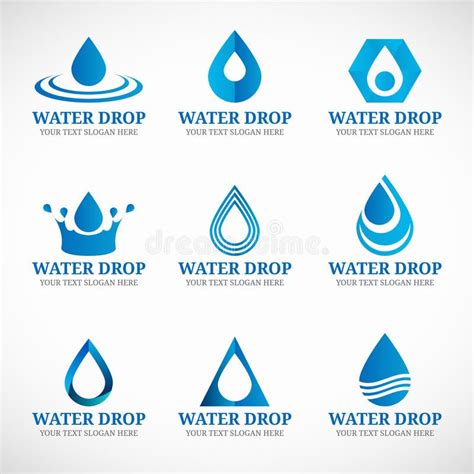 Blue Water Drop Logo Vector Set Design Sponsored Drop Water