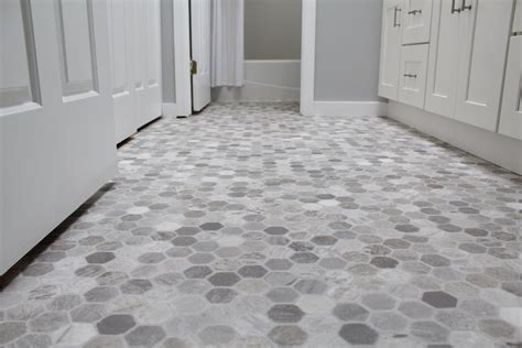 Vinyl Flooring With A Gray Hexagon Pattern Looks Just Like Expensive