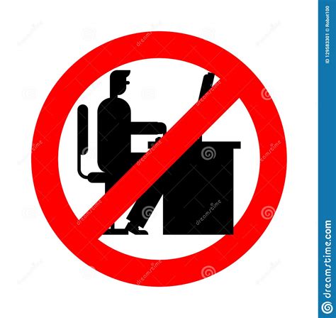 Stop Office Work Ban Manager Work At Computer Stock Vector