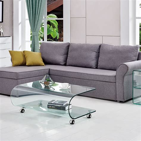 Curved Glass Center Table Living Room Furniture Modern Design For Coffee With Cas In 2020