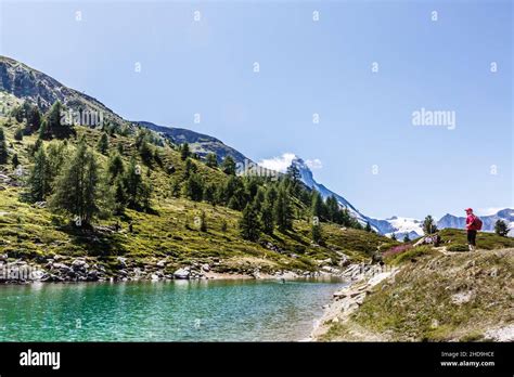 Matterhorn Behind A Beautiful Lake Stock Photo Alamy