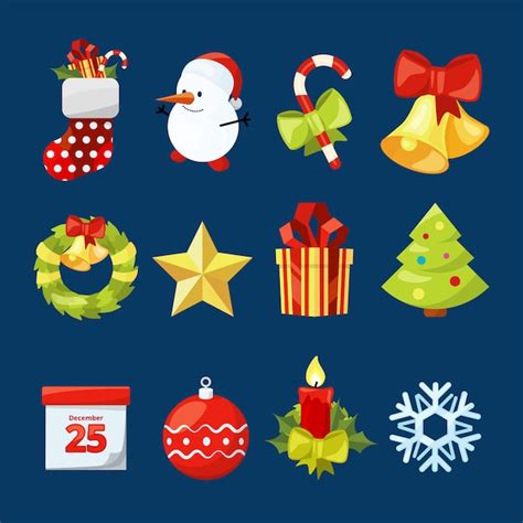 Free Vector Christmas Drawn Icons Collection