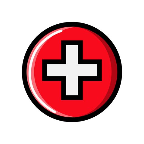 Round Red Medical Cross Logo Symbol Of Help On White Background Vector