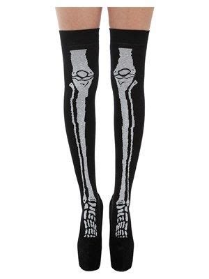 Black Over The Knee Socks With Skeleton Bone | Dark wear, Over the knee, Over the knee socks