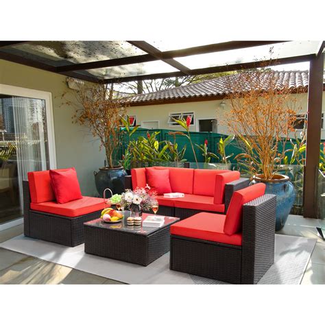 Walnew 5 Pieces Outdoor Patio Sectional Sofa Sets All Weather Wicker