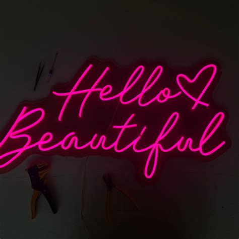 Hello Beautiful Neon Signcustom Led Neon Light Party Weddign Etsy