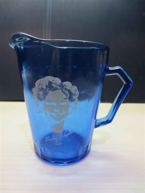 Vintage Shirley Temple Cobalt Blue Glass Pitcher Creamer