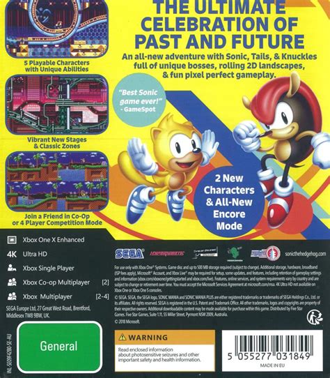 Sonic Mania Plus Cover Or Packaging Material Mobygames