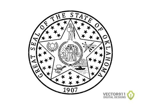 Oklahoma State Seal Great Seal Of Oklahoma In Svg Eps Dxf Etsy