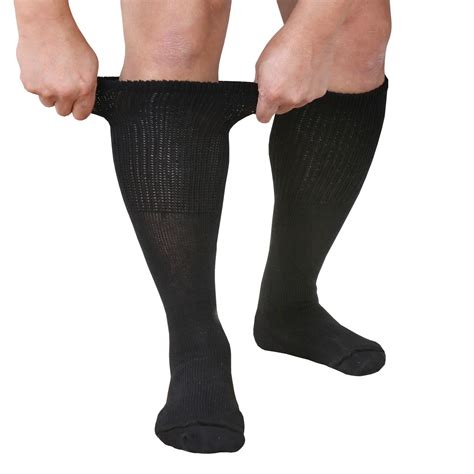 Mens Extra Wide Calf Diabetic Knee High Socks 3 Pairs Support Plus