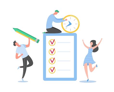 Premium Vector Business People Working Together With Checklist Tiny