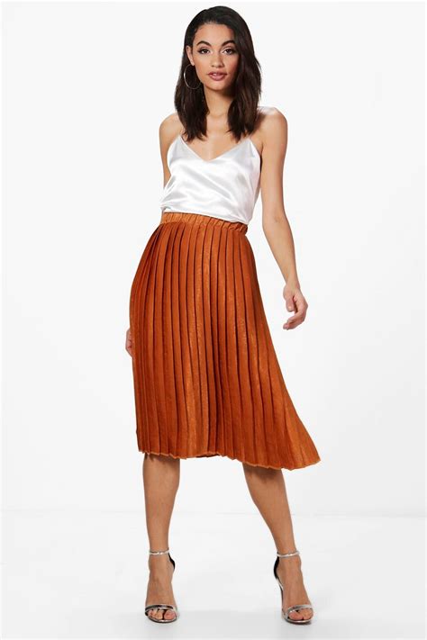 Premium Aura Satin Pleated Midi Skirt Pleated Skirt Dress Midi Skirt