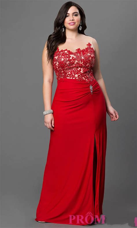 2016 Red Black Plus Size Evening Dresses 2016 Sequins Side Split Special Occasion Dress Sheer