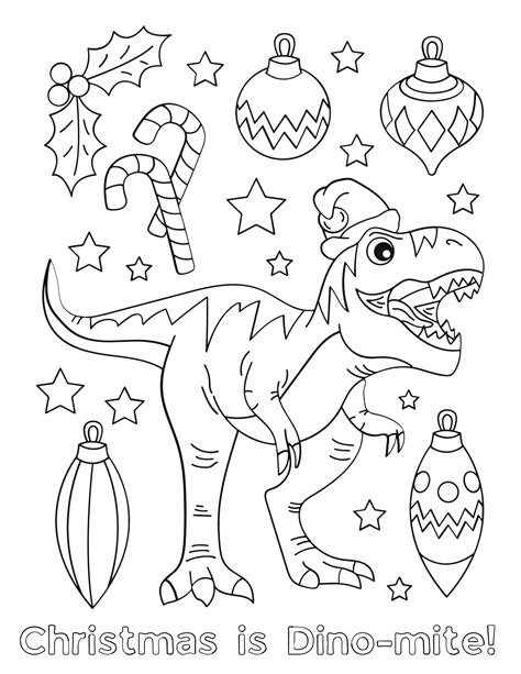 Dino-mite Dinosaur Christmas Coloring Pages | AllFreePaperCrafts.com
