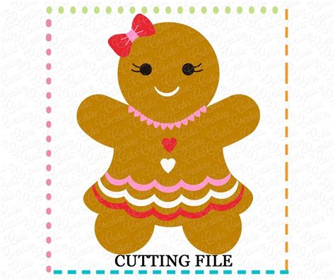 Gingerbread Girl Cutting File Svg Dxf Eps Creative Appliques
