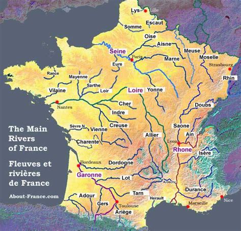Carte Des Fleuves Et Rivi Res De France Vacances Arts Guides Voyages