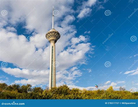 milad tower or tehran tower a multi purpose tower in tehran stock image image of beautiful