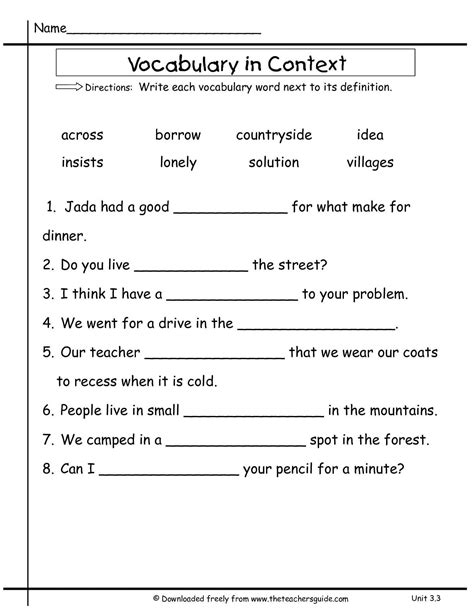 2nd Grade Vocabulary Worksheets — Db