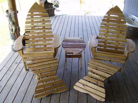 The chairs are made from full 3/4 thick wood, and the legs on our chairs are made from stock 2 x 6 lumber. Fish shaped adirondack chair with ottoman by ...