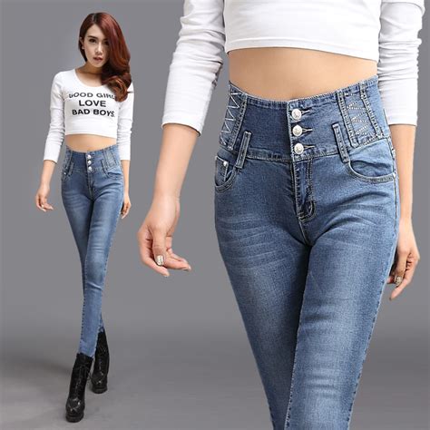 American Apparel 2017 Fashion Vintage Hip Slim High Waist Jeans Womens