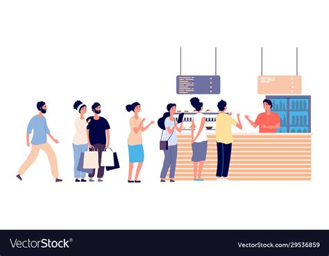 Cafe Queue People Wait Food Street Food Royalty Free Vector