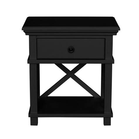 Bedside tables put everything you need within arm's reach when you're lying in bed. Newport Bed Side Table In Black | Black bedside table ...