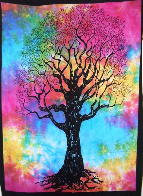 Tree Of Life Psychedelic Wall Hanging Hippie Poster Boho Etsy