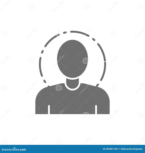 Person Scanning Face Verification 360 Degrees View Grey Icon Stock