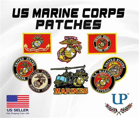 Marine Corps Patches With Iron On And Velcro Fastener Backing Usmc